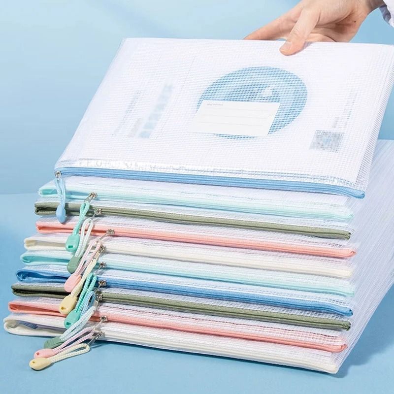 Waterproof Mesh Zipper Document Folder A4 A5 Storage Pouch 0