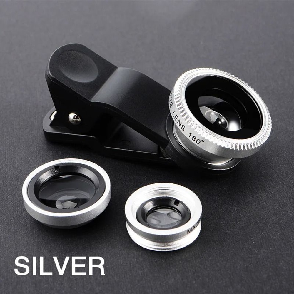 3 In 1 Phone Camera Lens Kit Fisheye Wide Angle And Macro With Clip 2