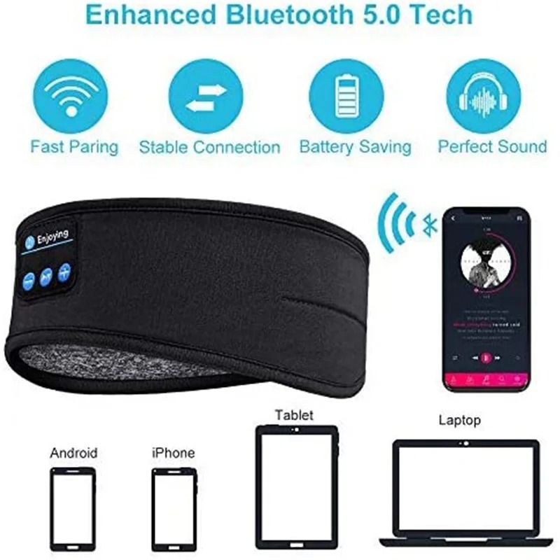 Wireless Bluetooth Sleeping Headband Soft Sports Music Headphones For Comfort Fit 5