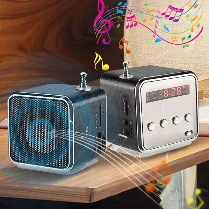TDV26 Mini FM Radio Speaker MP3 Music Player Speaker With SD TF Card Support 6
