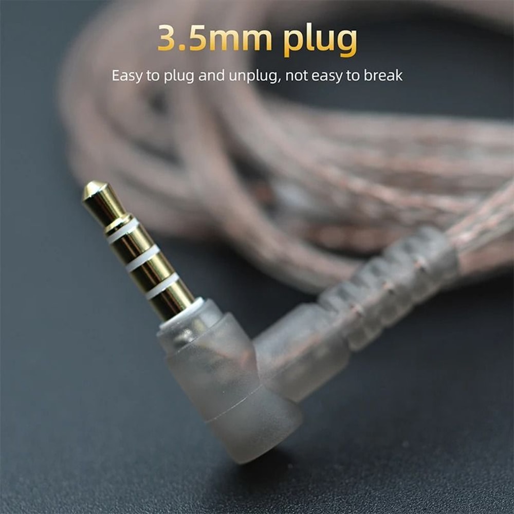 KZ 2 Pin Replacement Earphone Cable Oxygen Free Copper Silver Plated Cable With Mic 3