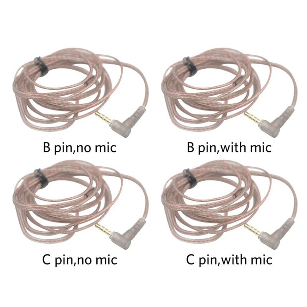 KZ 2 Pin Replacement Earphone Cable Oxygen Free Copper Silver Plated Cable With Mic 0