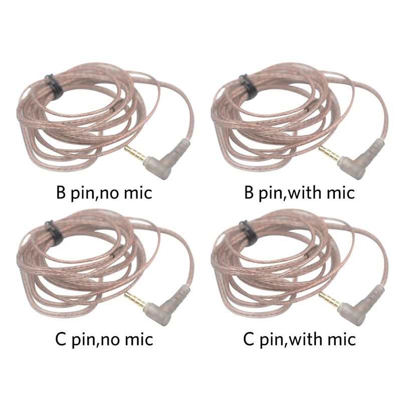 KZ 2 Pin Replacement Earphone Cable Oxygen Free Copper Silver Plated Cable With Mic 0