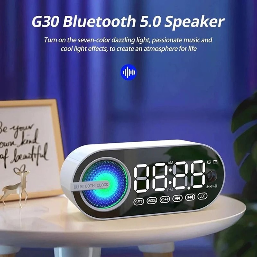 Mirror Display Bluetooth Alarm Clock Speaker With FM Radio Alarm Clock And USB Charging 6