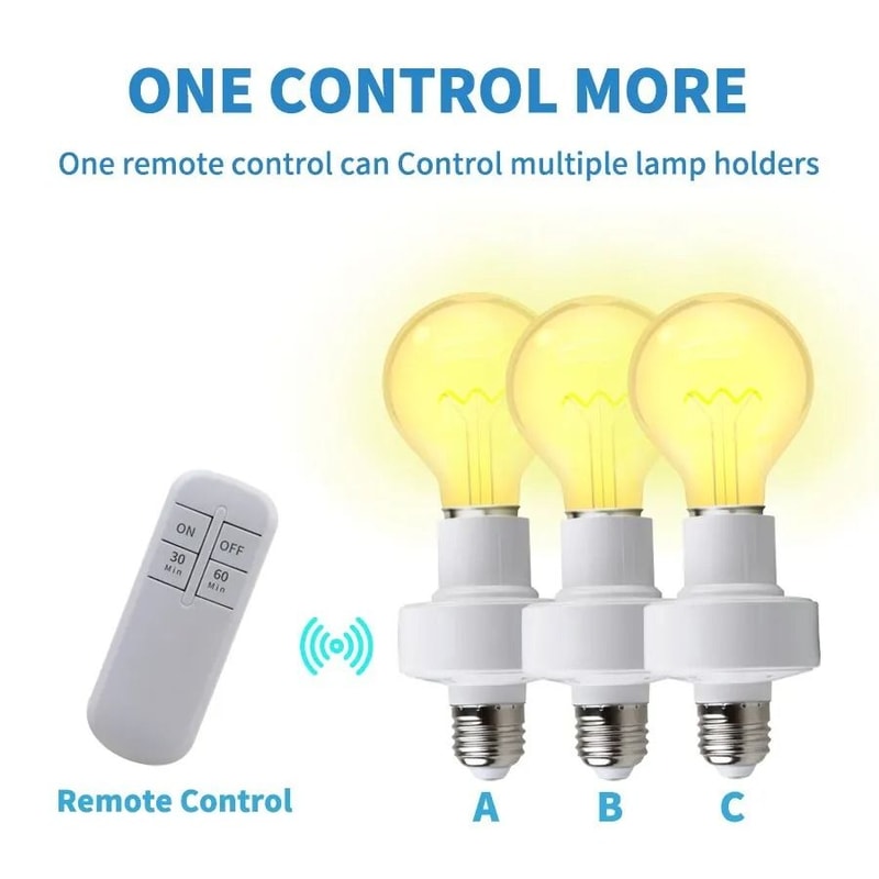Smart E27 Remote Light Socket Timer Switch Lamp Holder With Wireless On Off Control 15m Range 6