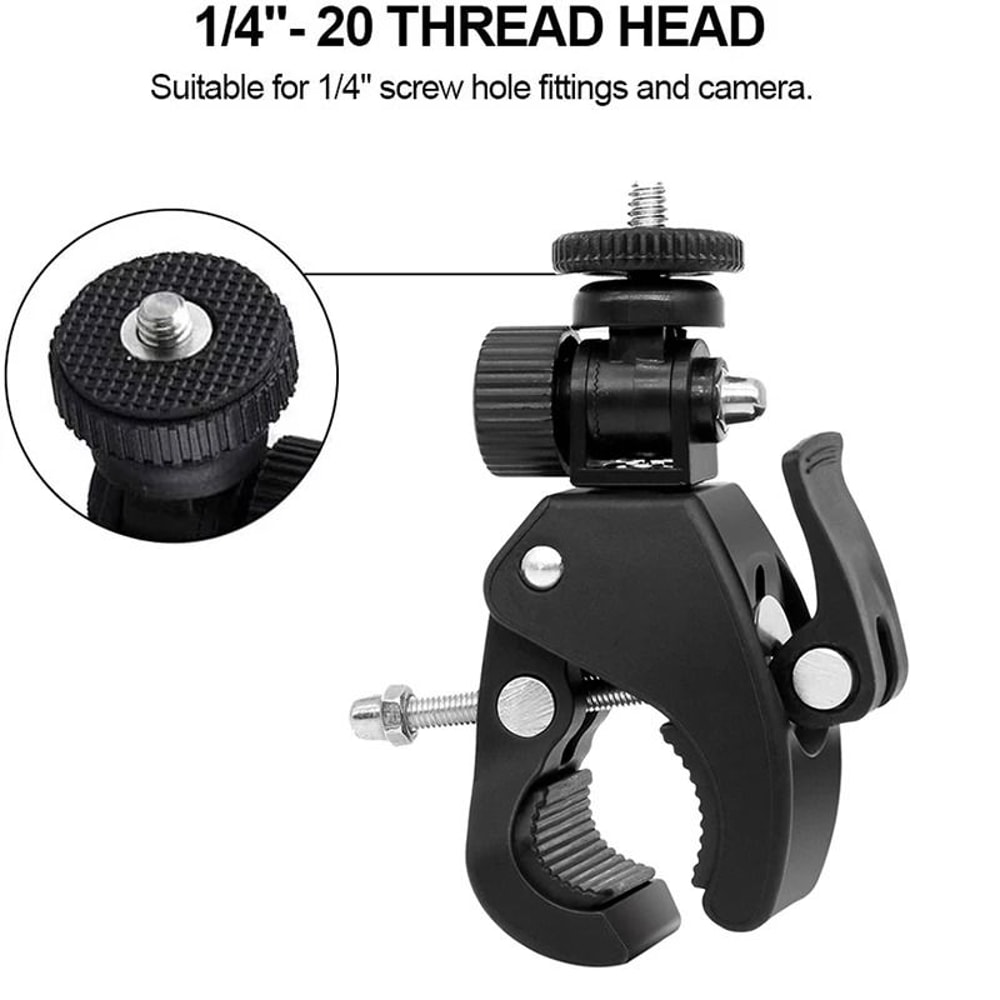 Bike And Motorcycle GoPro Handlebar Mount Secure Action Camera Clip Adapter 5