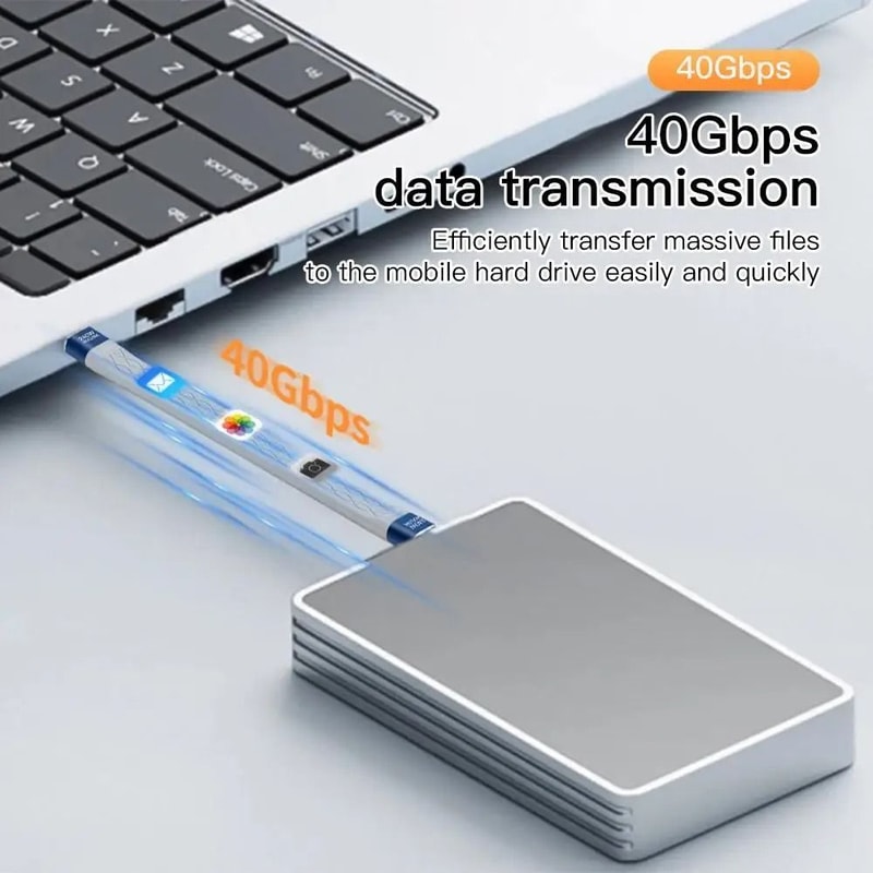 USB4 40Gbps USB C Cable Short PD 240W Fast Charging And 8K Video Data Cord 3