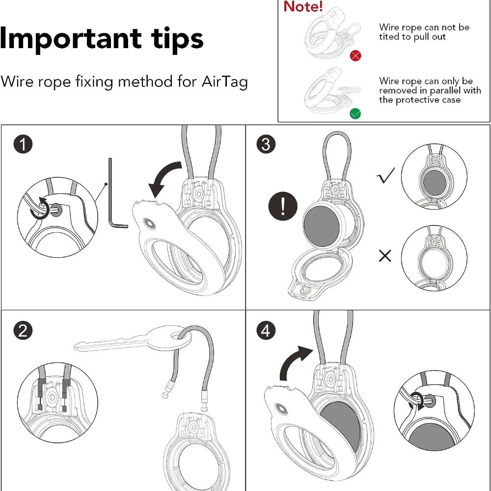 Apple AirTag Keychain Holder With Steel Wire Cable Anti Lost Protective Case 19