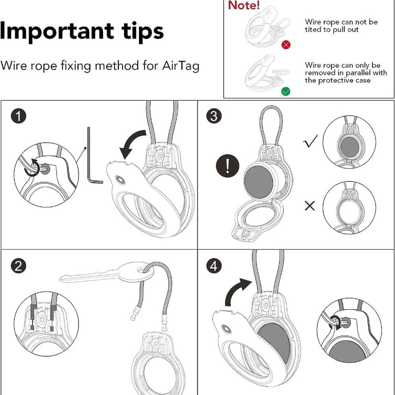 Apple AirTag Keychain Holder With Steel Wire Cable Anti Lost Protective Case 19
