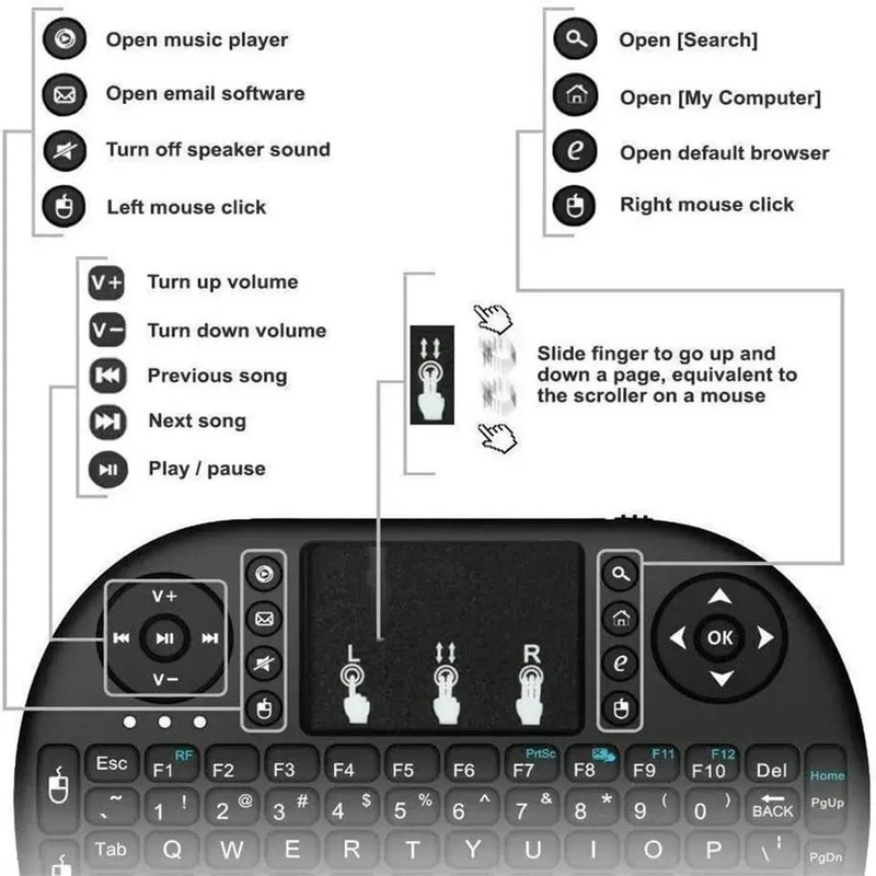 I8 Mini Wireless Keyboard With Touchpad 24GHz Handheld Remote For Android TV Box And PC 2