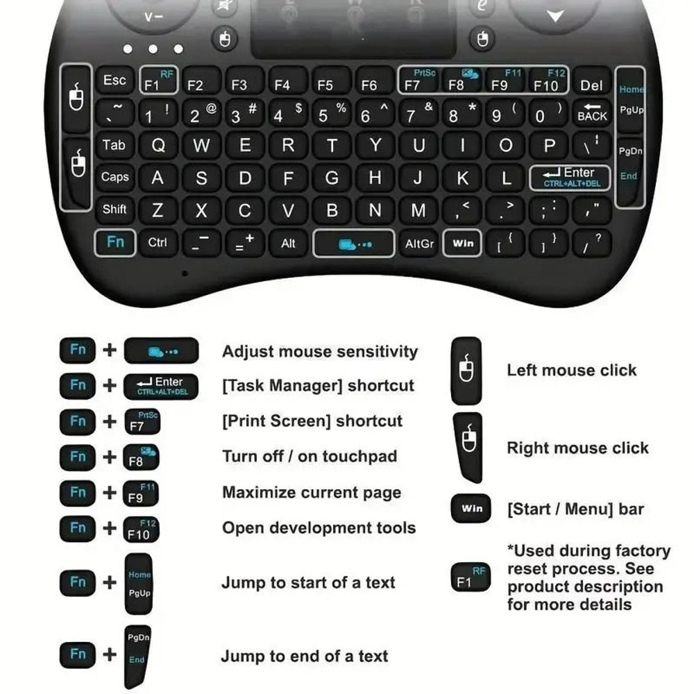 I8 Mini Wireless Keyboard With Touchpad 24GHz Handheld Remote For Android TV Box And PC 3