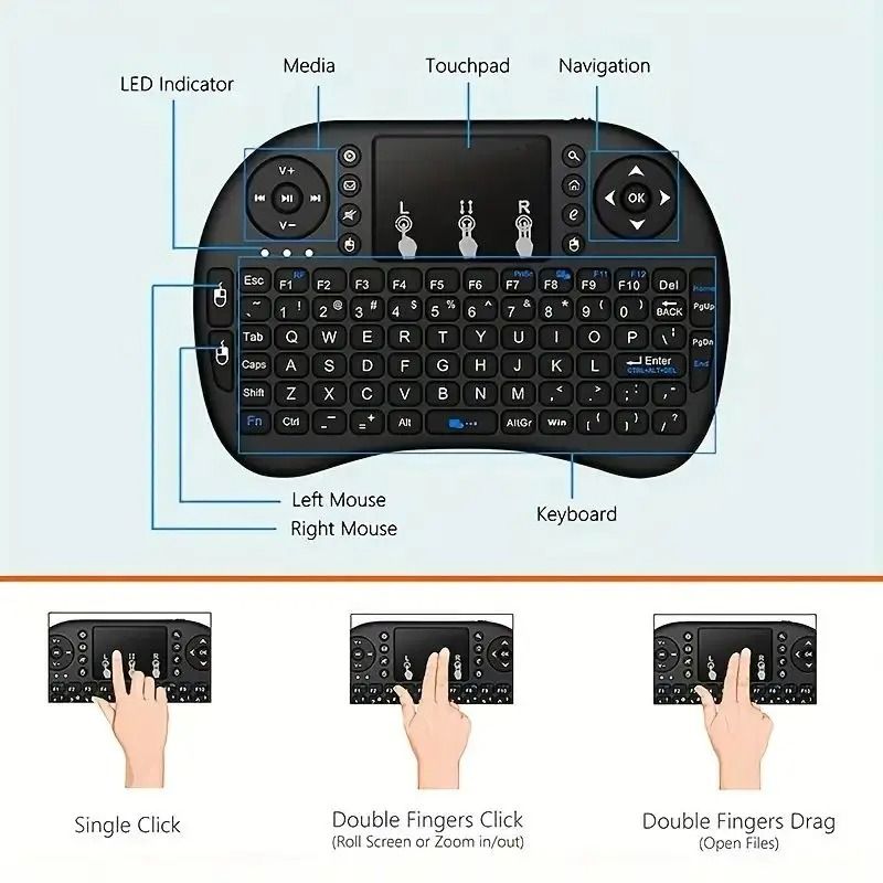 I8 Mini Wireless Keyboard With Touchpad 24GHz Handheld Remote For Android TV Box And PC 4
