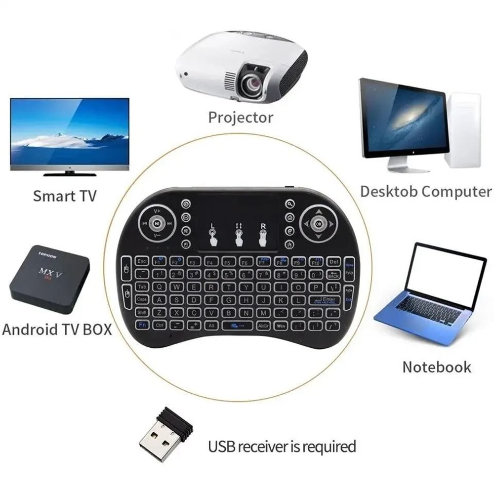 I8 Mini Wireless Keyboard With Touchpad 24GHz Handheld Remote For Android TV Box And PC 6
