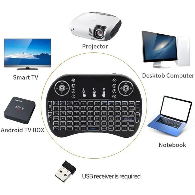 I8 Mini Wireless Keyboard With Touchpad 24GHz Handheld Remote For Android TV Box And PC 6