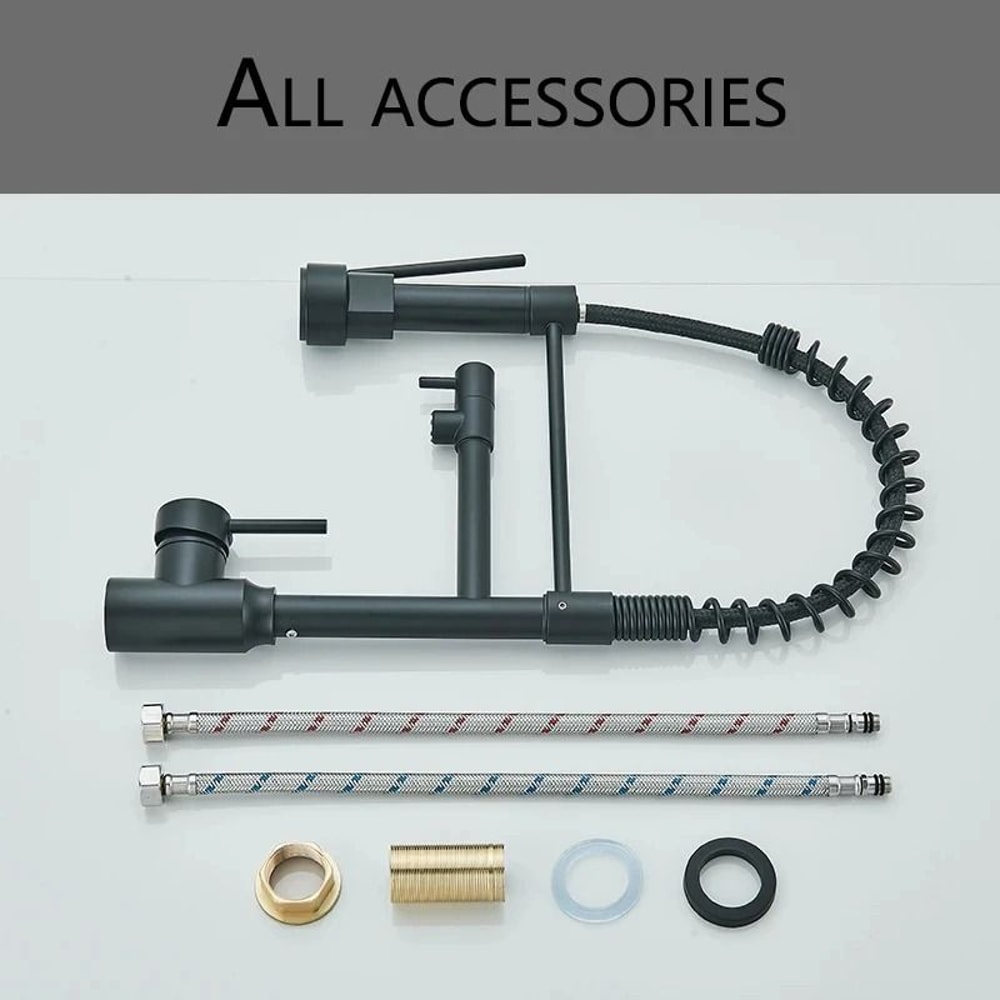 Pull Down Kitchen Sink Faucet Hot And Cold Mixer With Dual Spout And 360 Rotation 6