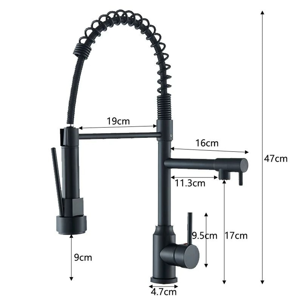 Pull Down Kitchen Sink Faucet Hot And Cold Mixer With Dual Spout And 360 Rotation 5