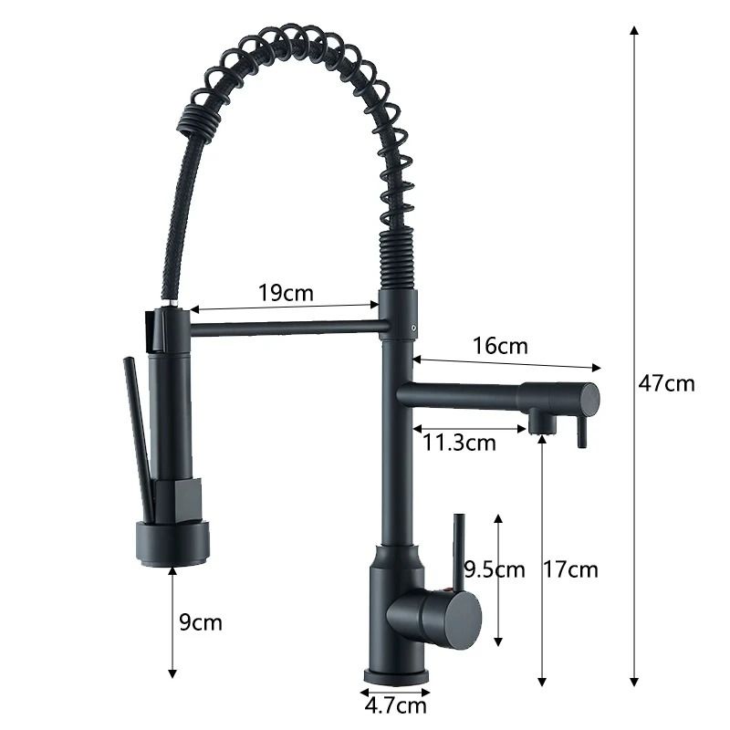 Pull Down Kitchen Sink Faucet Hot And Cold Mixer With Dual Spout And 360 Rotation 5