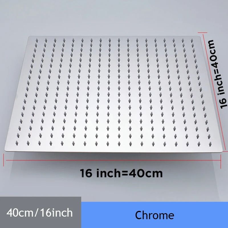 16 Inch Rainfall Shower Head Ultrathin Stainless Steel Luxury Bathroom Shower Upgrade 1