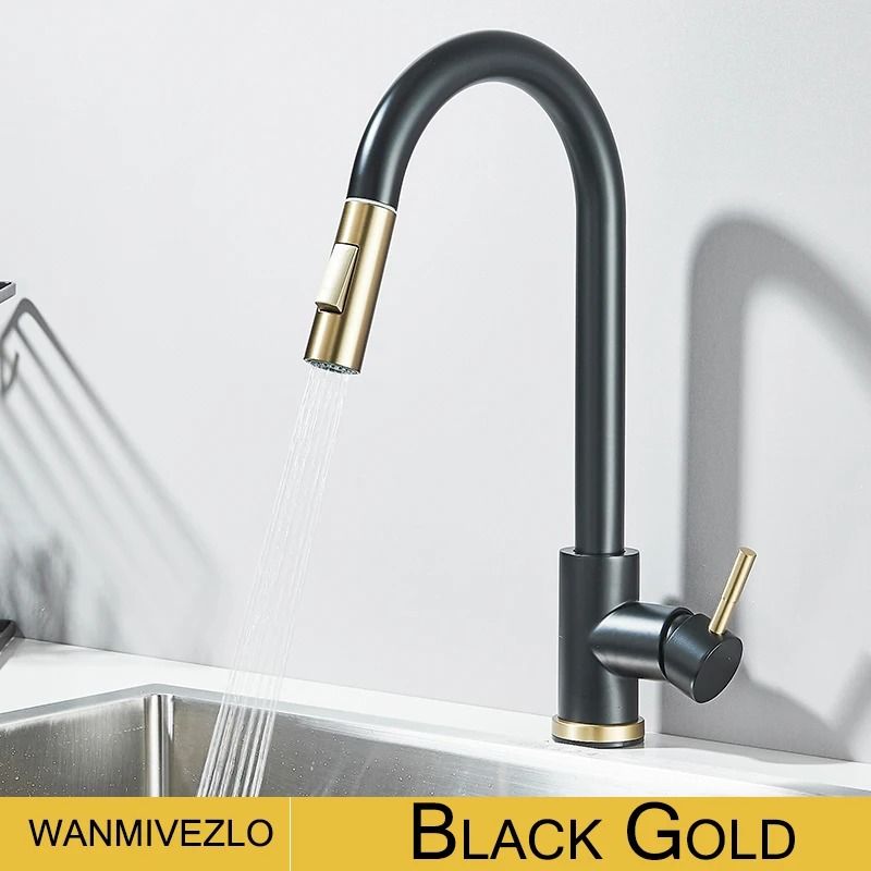 Pull Out Kitchen Faucet 360 Rotation Single Lever Hot And Cold Sink Mixer Tap 5