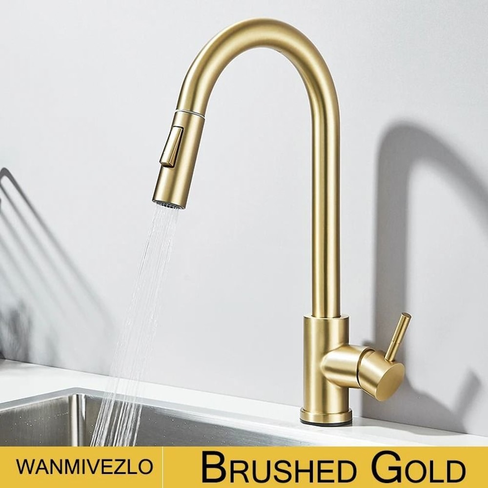 Pull Out Kitchen Faucet 360 Rotation Single Lever Hot And Cold Sink Mixer Tap 6