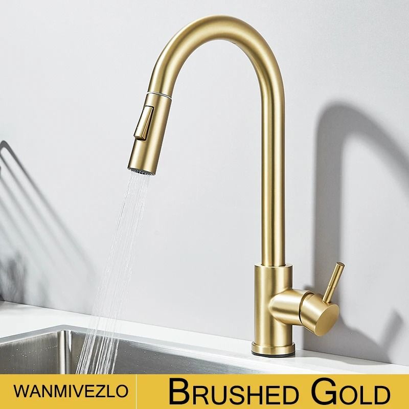 Pull Out Kitchen Faucet 360 Rotation Single Lever Hot And Cold Sink Mixer Tap 6