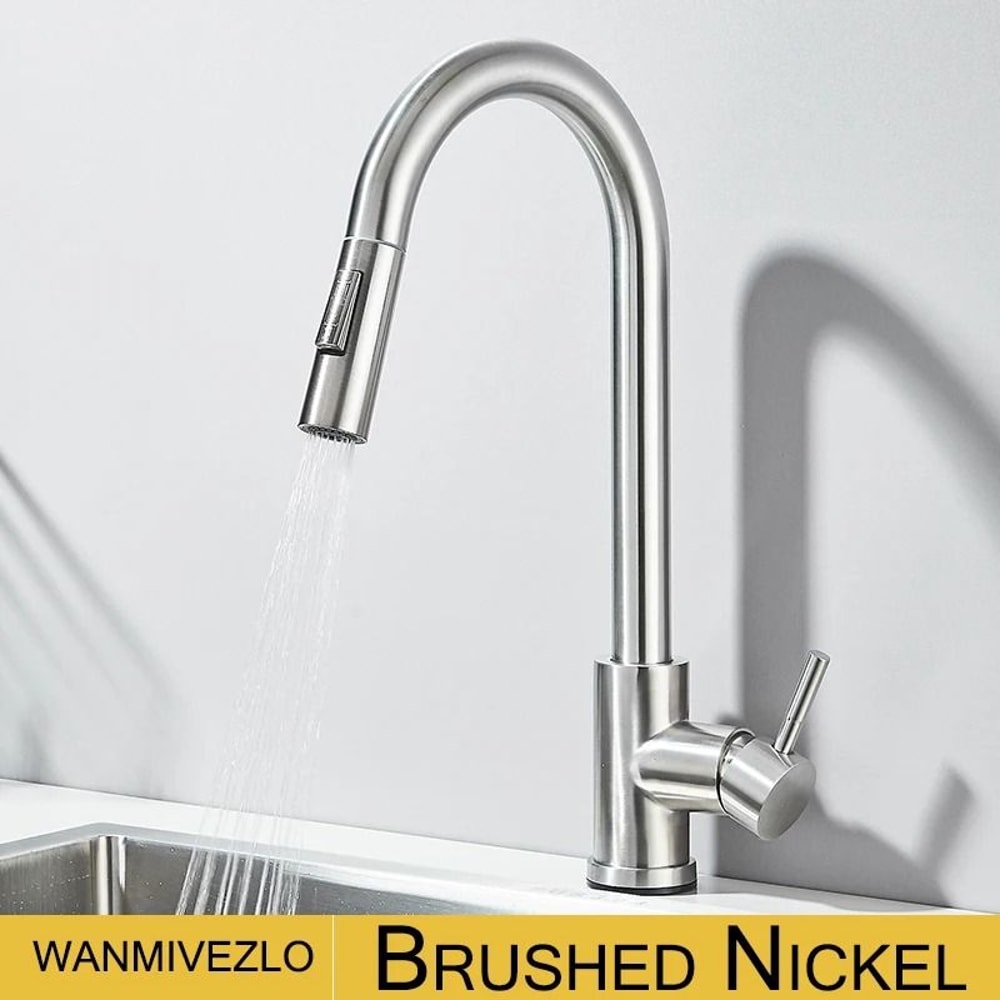 Pull Out Kitchen Faucet 360 Rotation Single Lever Hot And Cold Sink Mixer Tap 7