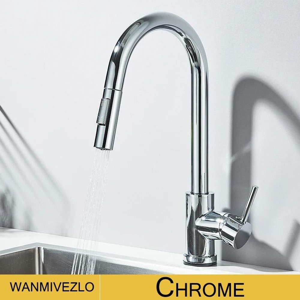Pull Out Kitchen Faucet 360 Rotation Single Lever Hot And Cold Sink Mixer Tap 2