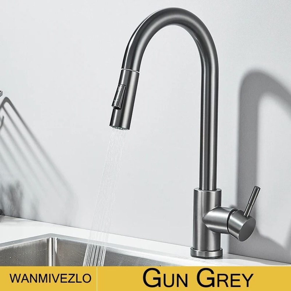 Pull Out Kitchen Faucet 360 Rotation Single Lever Hot And Cold Sink Mixer Tap 4