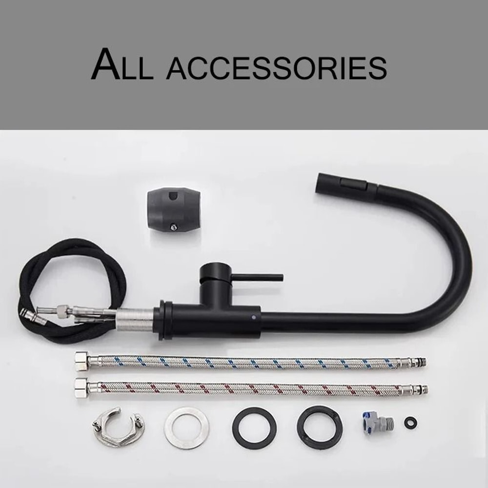 Pull Out Kitchen Faucet 360 Rotation Single Lever Hot And Cold Sink Mixer Tap 10