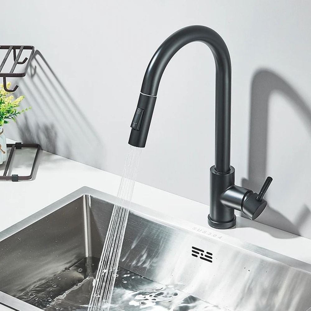 Pull Out Kitchen Faucet 360 Rotation Single Lever Hot And Cold Sink Mixer Tap 12