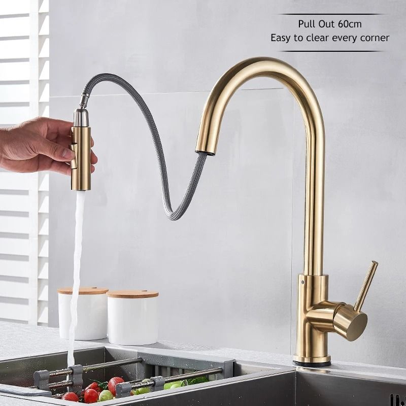 Pull Out Touch Sensor Kitchen Faucet 360 Rotation Smart Single Handle Mixer Tap 11
