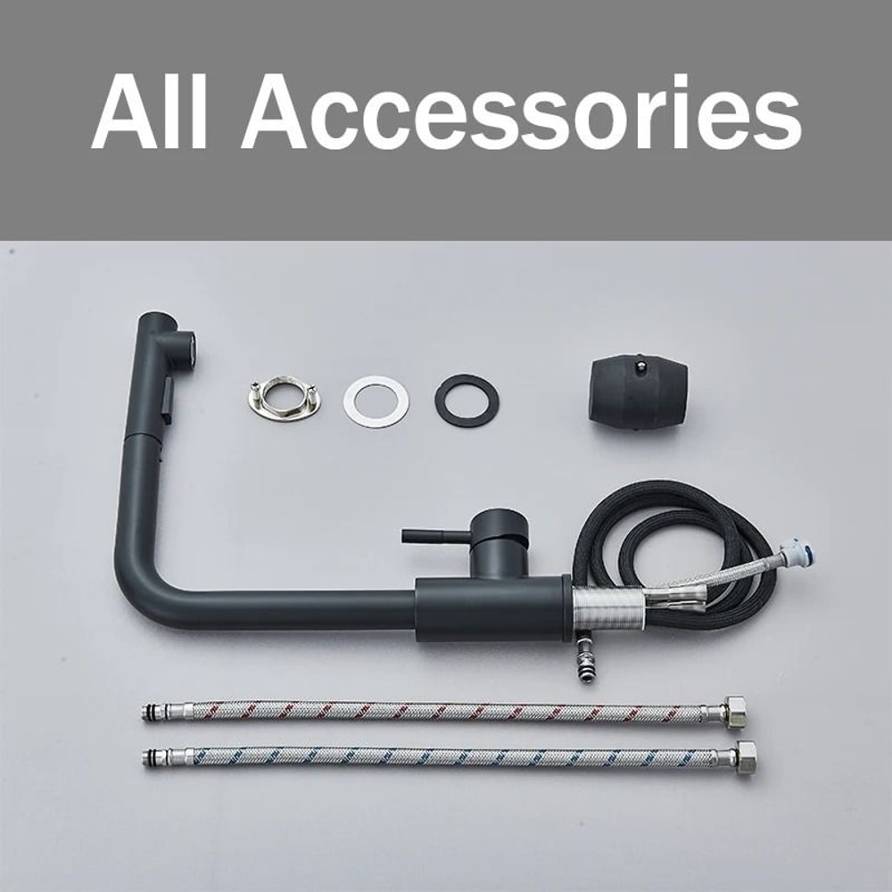 Pull Out Kitchen Sink Faucet Stainless Steel Hot Cold Mixer Tap With Two Mode Sprayer 3