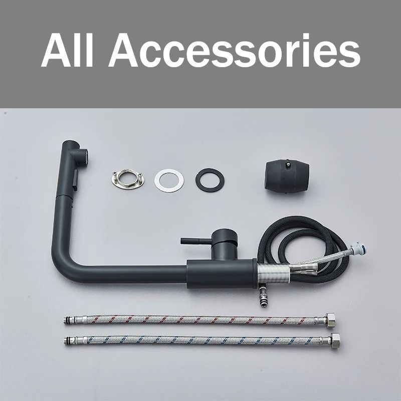 Pull Out Kitchen Sink Faucet Stainless Steel Hot Cold Mixer Tap With Two Mode Sprayer 3