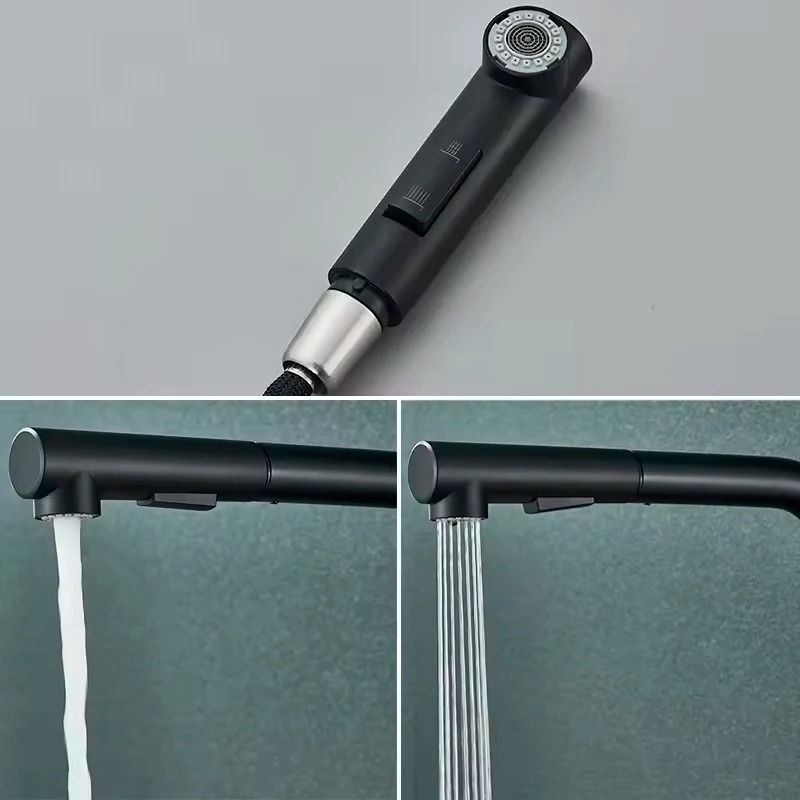 Pull Out Kitchen Sink Faucet Stainless Steel Hot Cold Mixer Tap With Two Mode Sprayer 4
