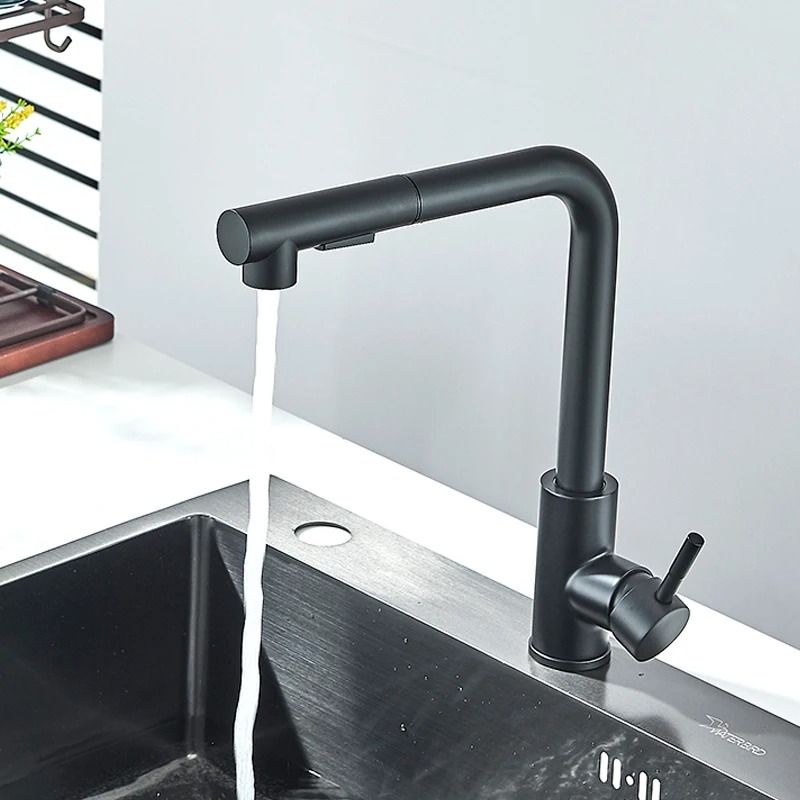 Pull Out Kitchen Sink Faucet Stainless Steel Hot Cold Mixer Tap With Two Mode Sprayer 6