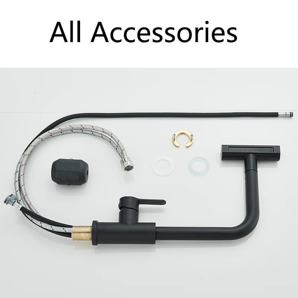 Flexible Kitchen Sink Faucet Pull Out Mixer Tap With 360 Rotation And Rainfall Water Flow 2