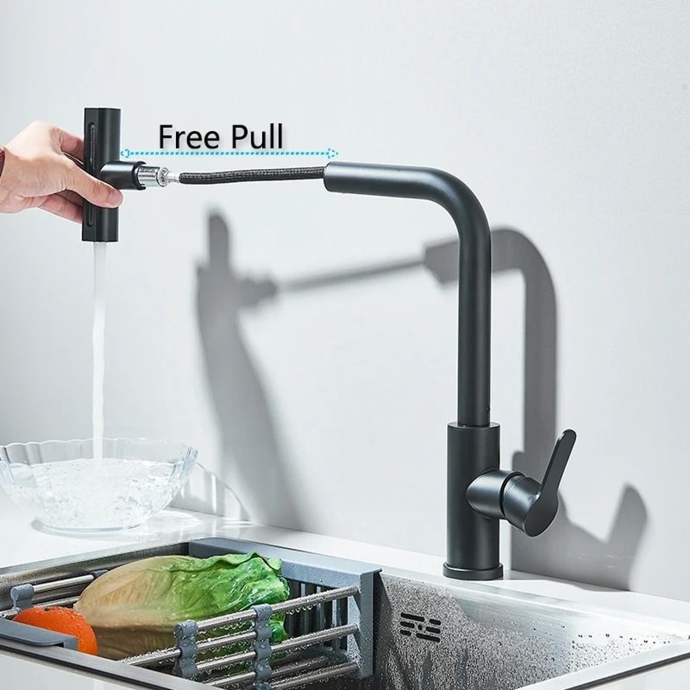 Flexible Kitchen Sink Faucet Pull Out Mixer Tap With 360 Rotation And Rainfall Water Flow 3