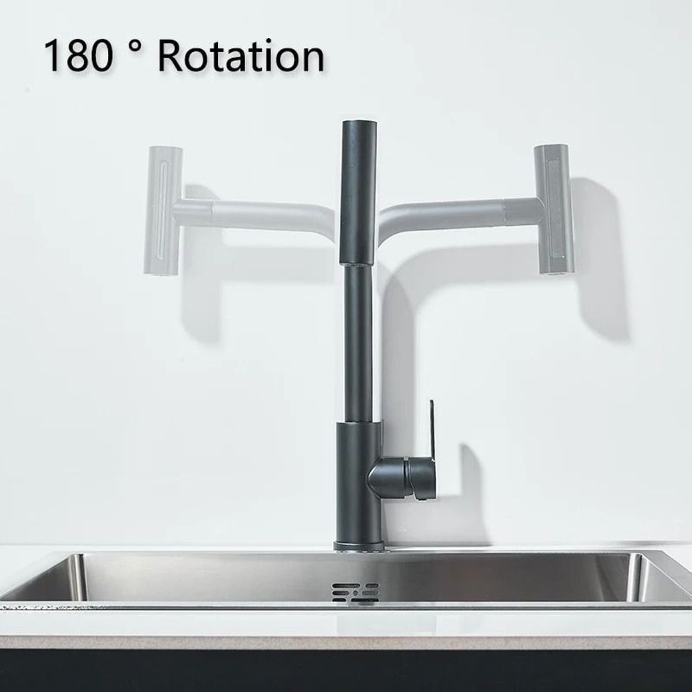 Flexible Kitchen Sink Faucet Pull Out Mixer Tap With 360 Rotation And Rainfall Water Flow 4