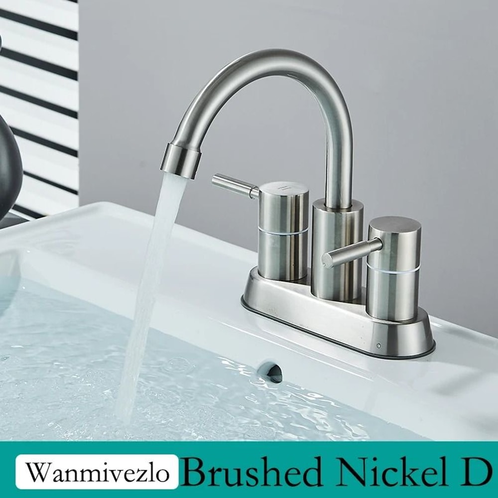 Wanmivezlo Basin Faucet Brass Double Handle Hot And Cold Water Wash Basin Tap 0