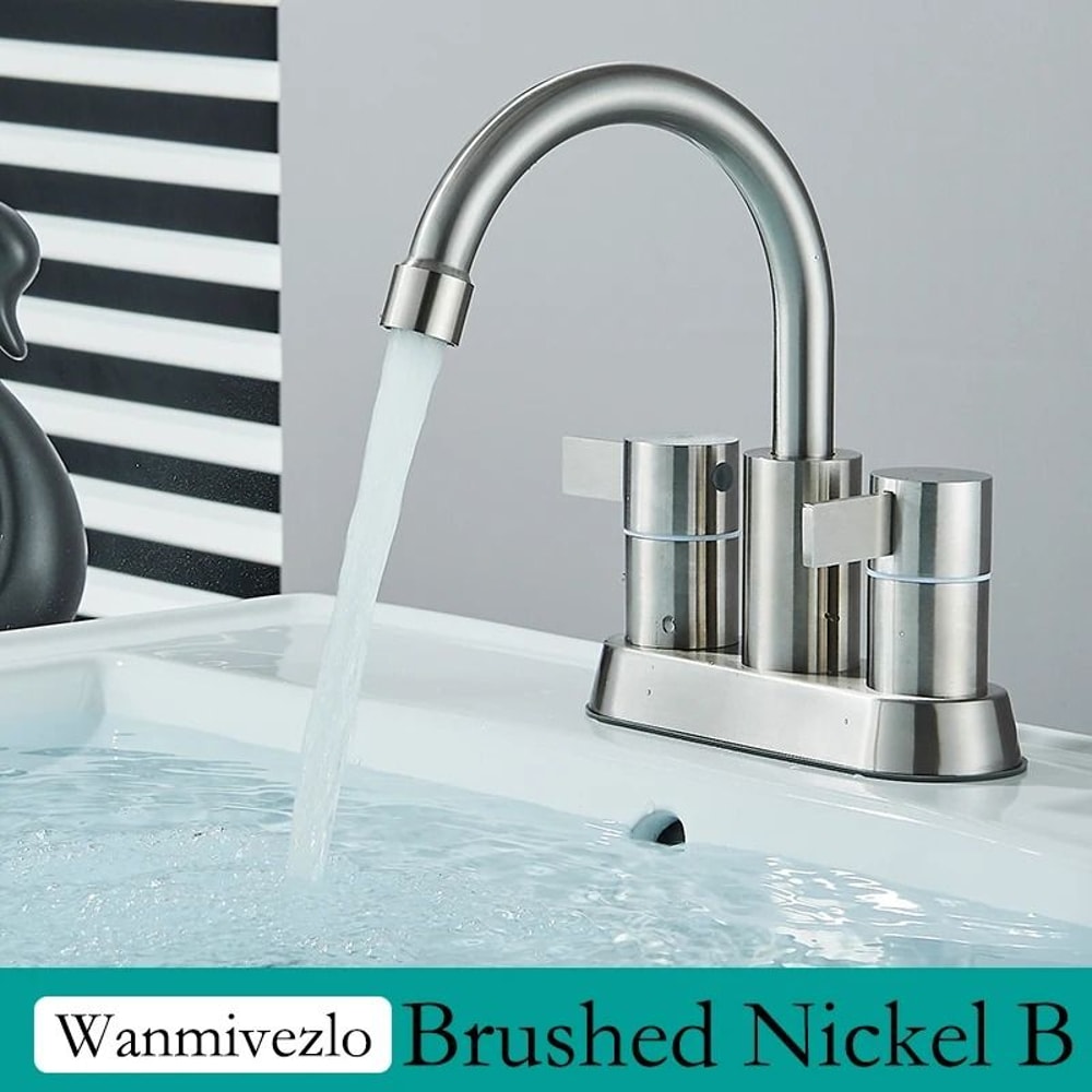 Wanmivezlo Basin Faucet Brass Double Handle Hot And Cold Water Wash Basin Tap 2