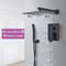 Matte Black Rainfall Shower Set Wall Mounted Bathroom Shower Faucet With LED Shower Head Mixer Tap 6
