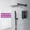 Matte Black Rainfall Shower Set Wall Mounted Bathroom Shower Faucet With LED Shower Head Mixer Tap 8