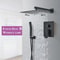 Matte Black Rainfall Shower Set Wall Mounted Bathroom Shower Faucet With LED Shower Head Mixer Tap 5