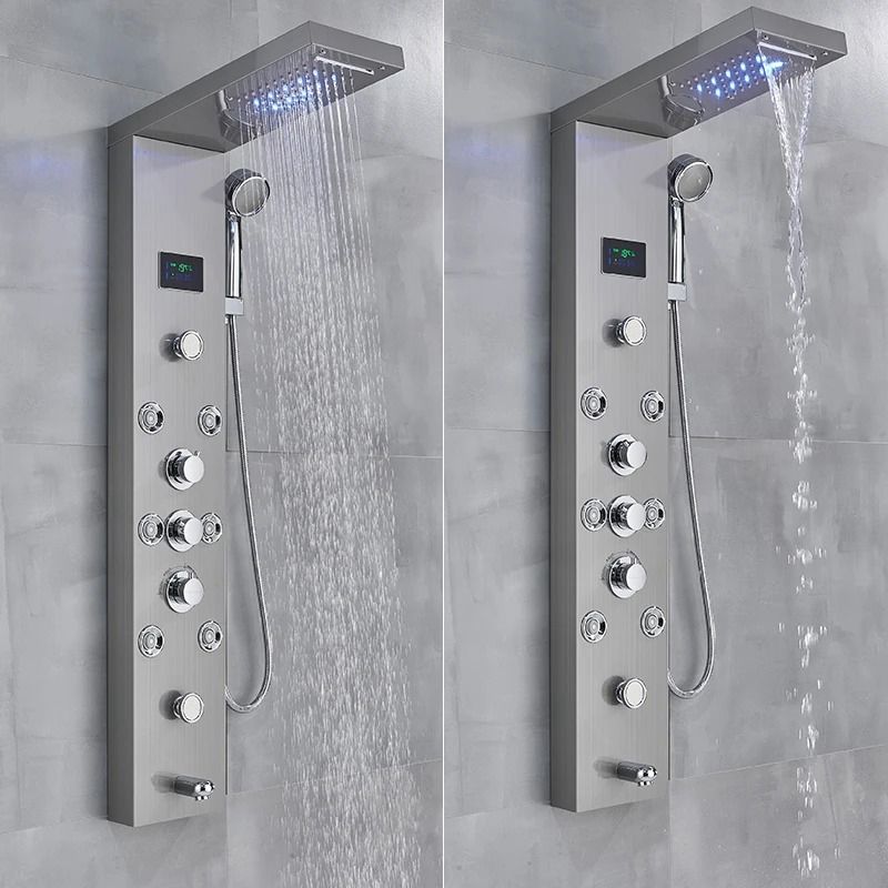 LED Shower Panel System Rainfall Bathroom Shower Faucet Set With Temperature Display And Massage Sp 12