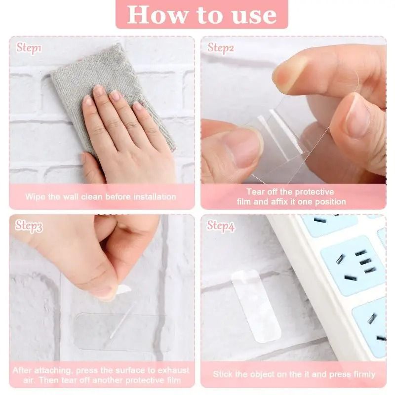 Reusable Double Sided Tape Nano Transparent Strong Wall Mount Adhesive For Home Office Decor 17