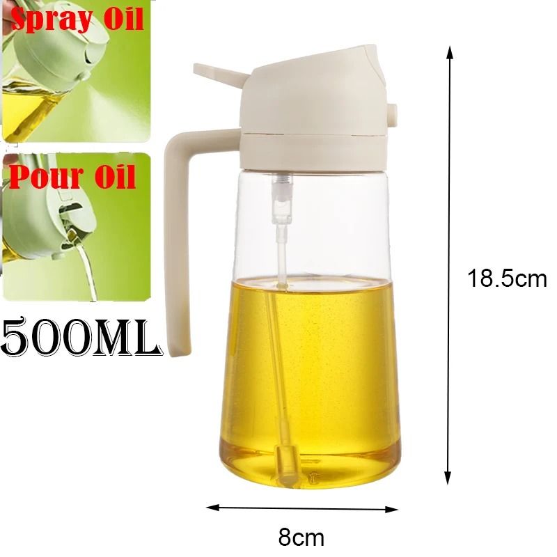 2in1 500ml Oil Sprayer Bottle Spray And Pour Cooking Oil Dispenser For Kitchen BBQ Baking 8