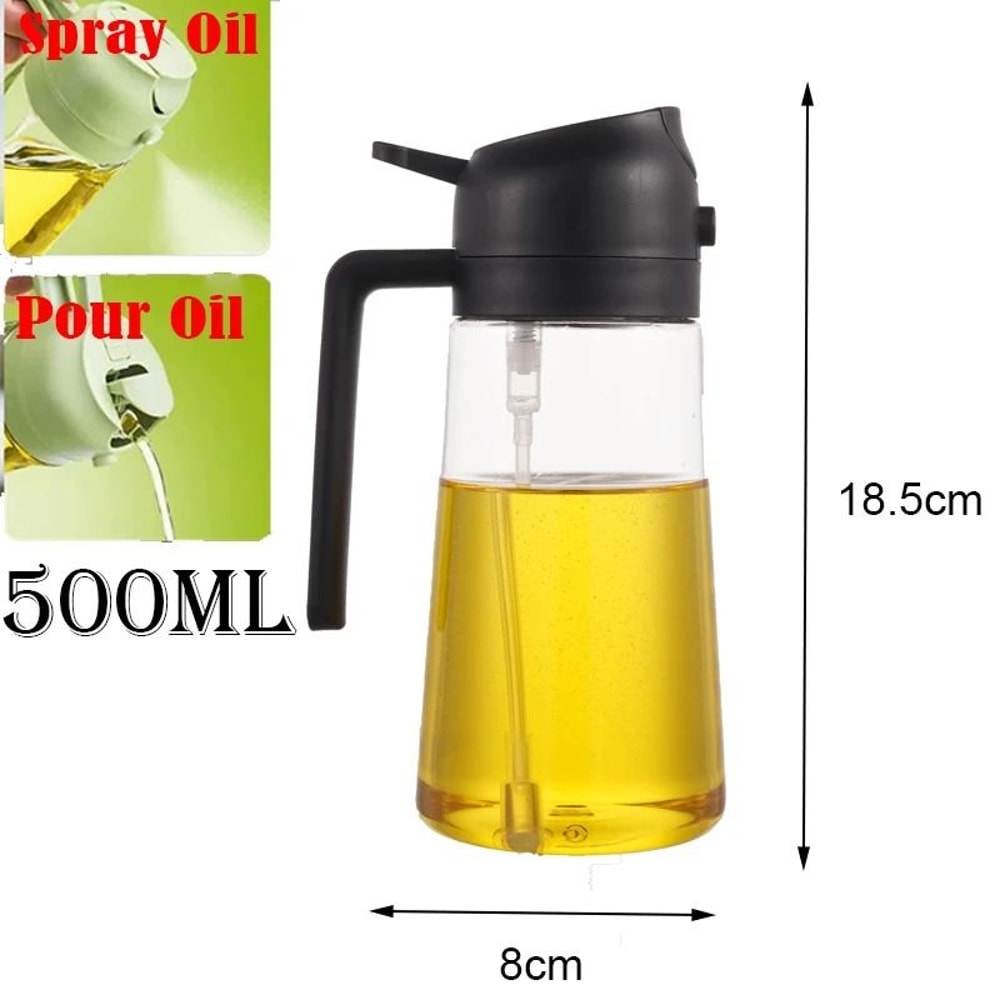 2in1 500ml Oil Sprayer Bottle Spray And Pour Cooking Oil Dispenser For Kitchen BBQ Baking 7