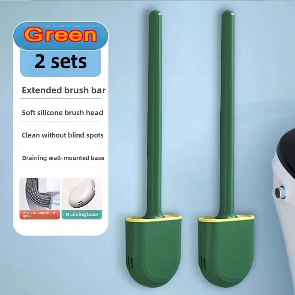 Hanging Silicone Toilet Brush With Quick Dry Holder And Long Handle Bathroom Cleaner 12