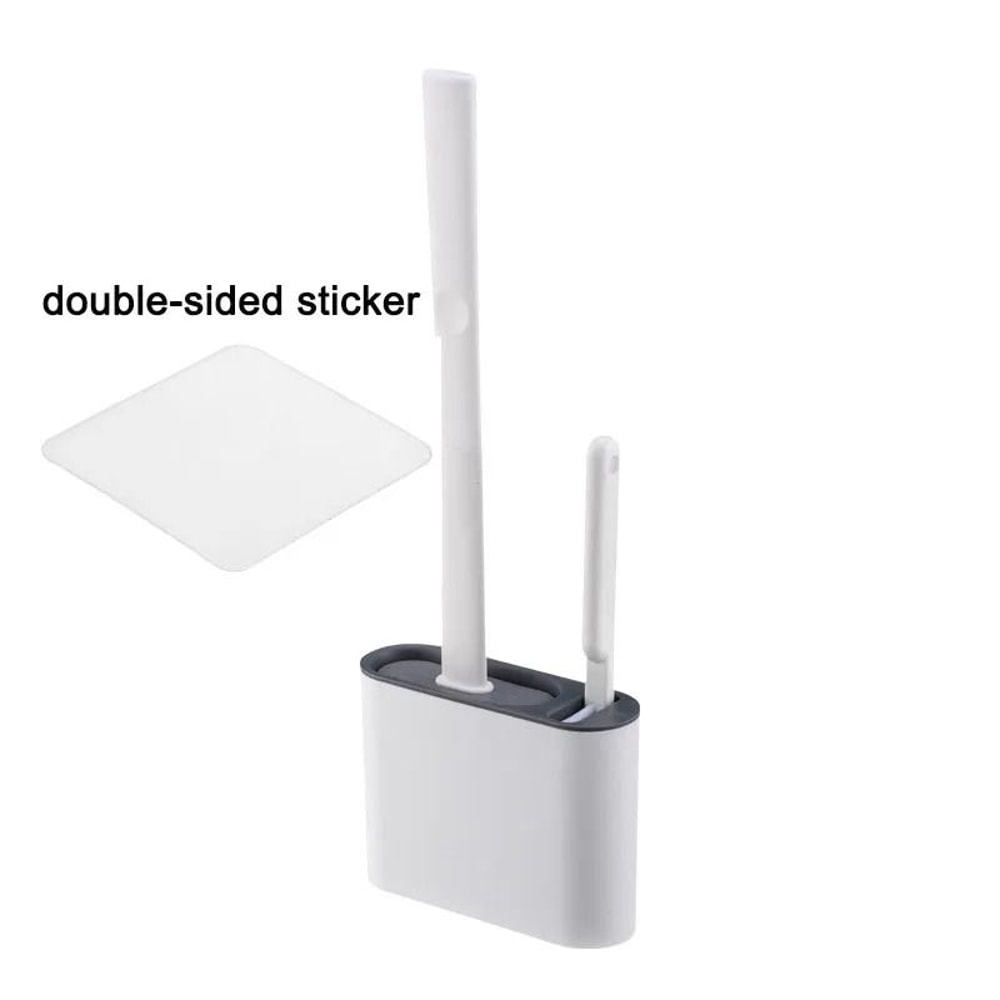 Wall Hanging Silicone Toilet Brush With Holder Long Handle Soft Bristles Bathroom Cleaner 8