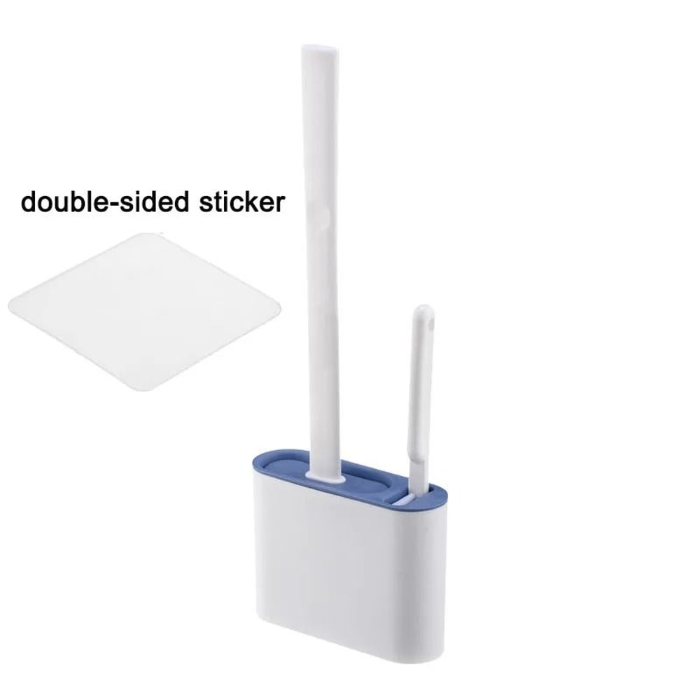 Wall Hanging Silicone Toilet Brush With Holder Long Handle Soft Bristles Bathroom Cleaner 7